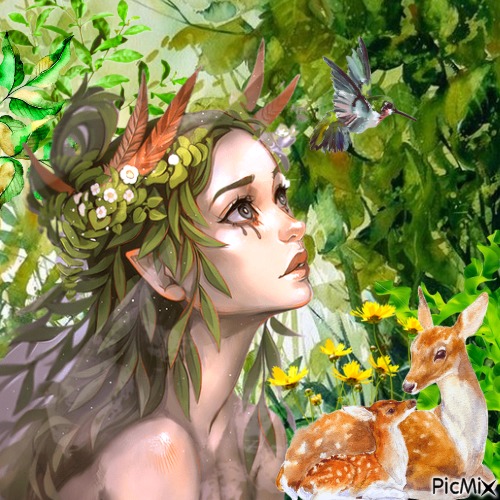 Forest nymph. Watercolour - gratis png