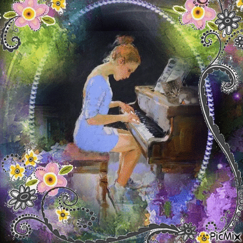 PIANO GIRL - Darmowy animowany GIF