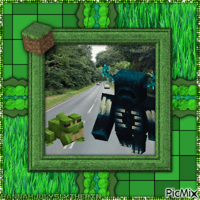 {[Frog & a Warden crossing a Road]} - Free animated GIF