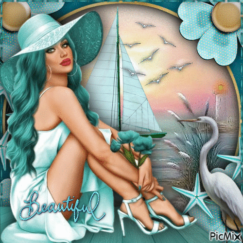 Turquoise Woman Vintage-RM-04-26-24 - Free animated GIF