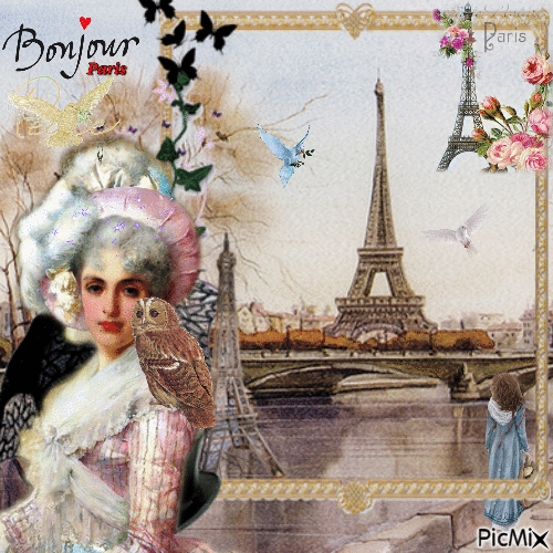 Bonjour Paris - Darmowy animowany GIF