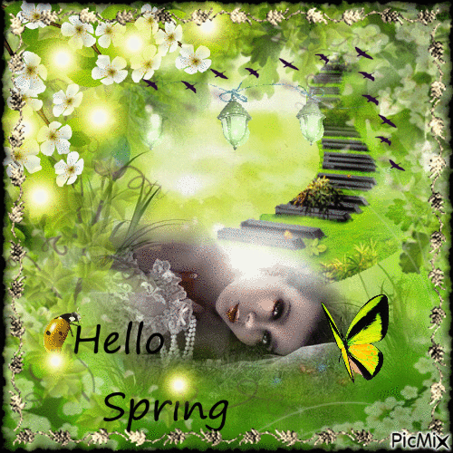 Hello spring - Бесплатный анимированный гифка