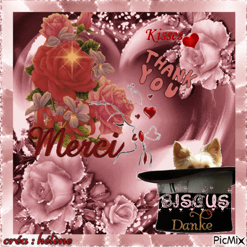merci - bisous ( thank you-kisses ) - GIF animé gratuit