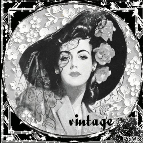 Vintage lady in black and white - Zdarma animovaný GIF