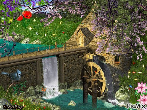 old watermill... - Gratis animeret GIF