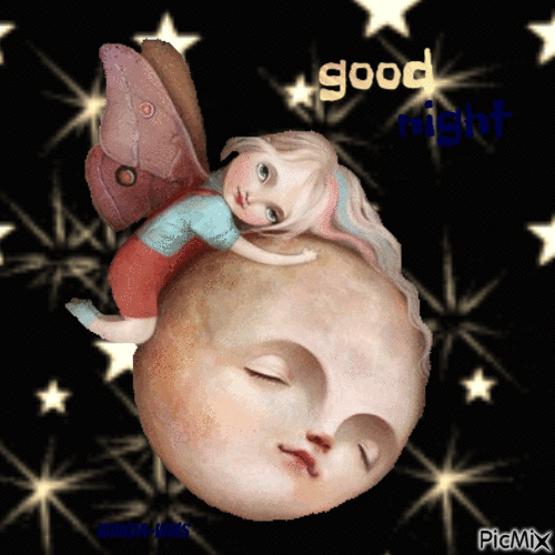 Night-angels-girl-moon - Free animated GIF