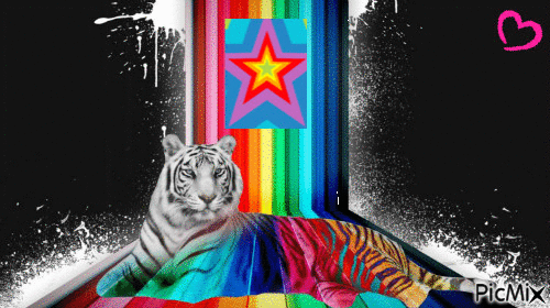 Tigre Arc-en-ciel - Ilmainen animoitu GIF