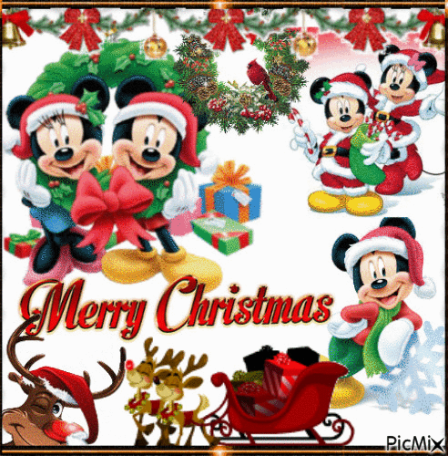 CHRISTMAS Mickey Mouse - GIF เคลื่อนไหวฟรี