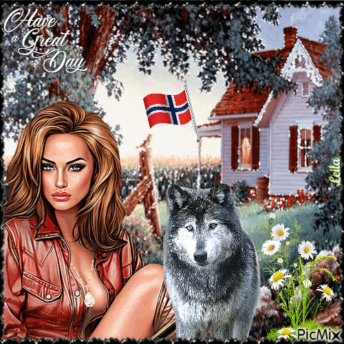 Have a Great Day. Norwegian flag - GIF animado grátis