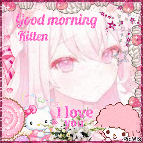 good morning kitten - GIF animado gratis
