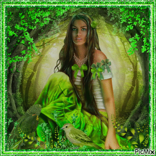 Portrait Femme Vert - Bezmaksas animēts GIF
