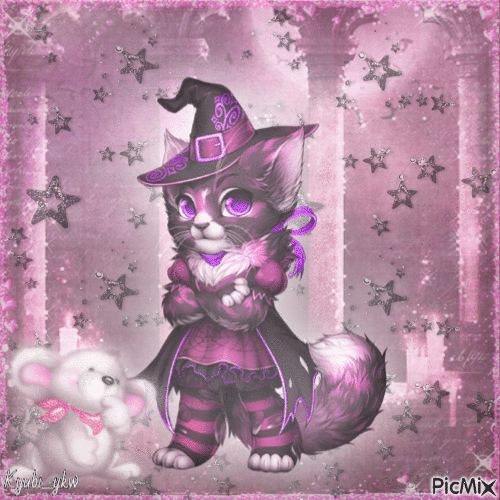 Witch kitty - GIF animasi gratis