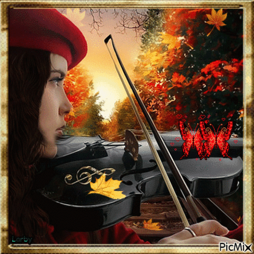 Autumn violonist !!!!! - Kostenlose animierte GIFs