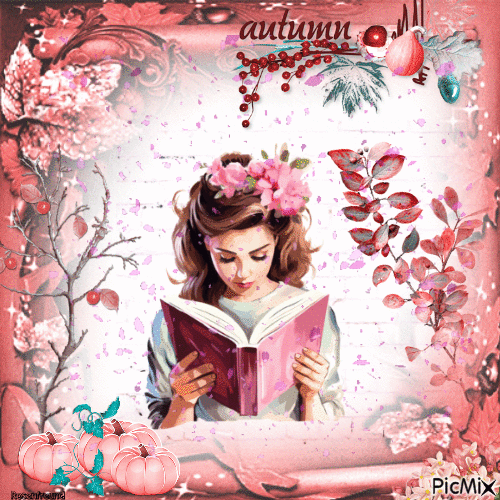 Woman reading Book-----Autumn - GIF animé gratuit