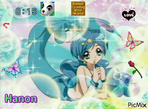 Giff la princesse-sirène à la perle bleue de l'océan Atlantique Sud Hanon Hosho créé par moi - GIF animé gratuit