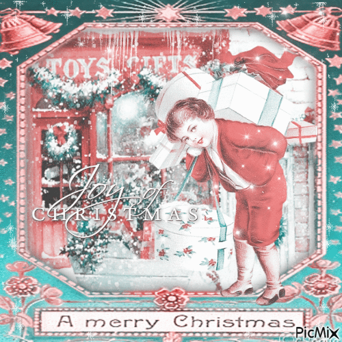 Christmas joy vintage children shop - Ingyenes animált GIF