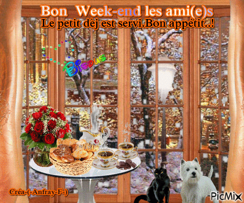 Bon Week-end+Petit déjeuner - Darmowy animowany GIF