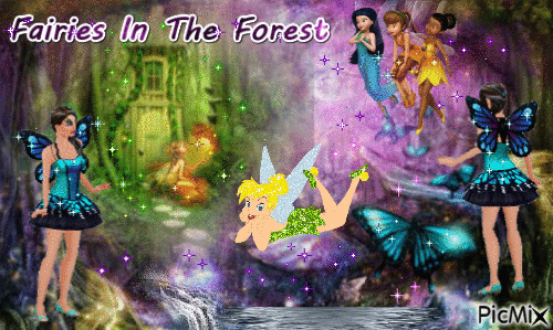 Fairies in the forest - GIF animé gratuit