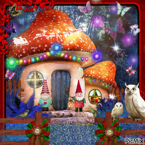 Holiday Decorated Shroom Home - Free animated GIF