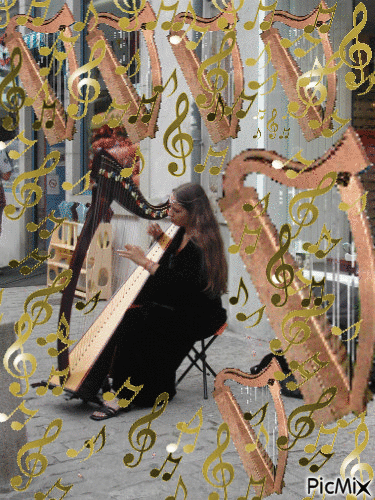 Harpiste bretonne - Бесплатный анимированный гифка