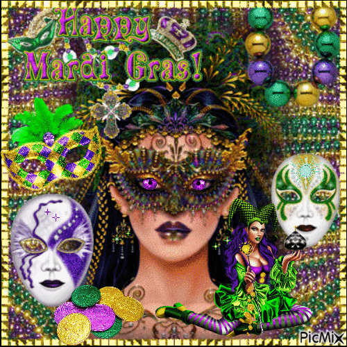 Mardi Gras - Yellow or gold, purple and green