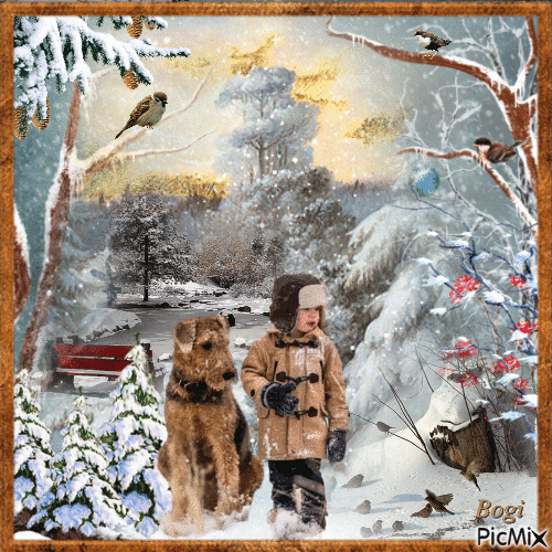 A walk on a snowy day... - Free animated GIF
