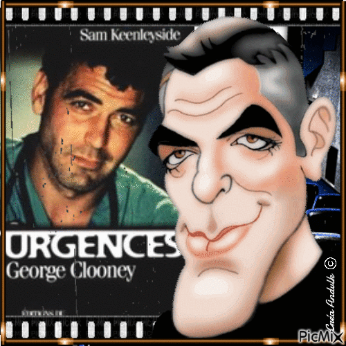 CARICATURE GEORGE CLOONEY - Free animated GIF