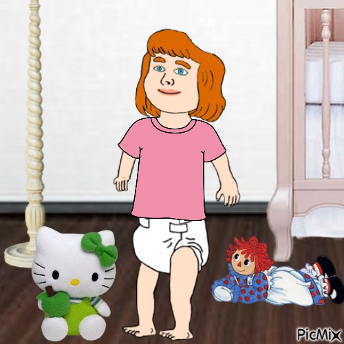 Baby with Raggedy Ann and Hello Kitty plush toys - 免费PNG
