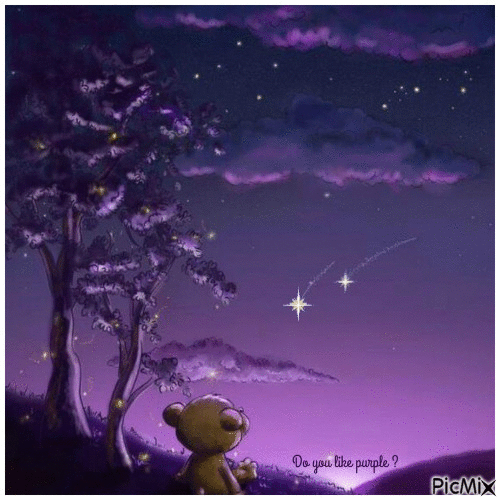 Bear purple stars - Безплатен анимиран GIF