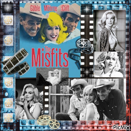 Marilyn Monroe,  Clark Gable, Montgomery Clift - Animovaný GIF zadarmo