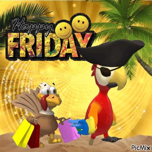 HAPPY FRIDAY PARROT PIRATE - Free animated GIF