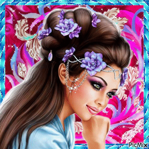 Portrait in Pink and Blue - GIF animado grátis