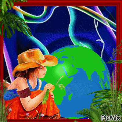 little girl in world - Free animated GIF