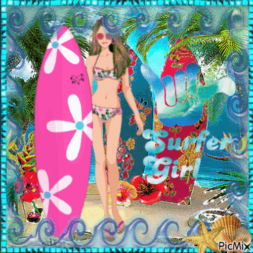 Cartoon Girl in Bikini - 無料のアニメーション GIF