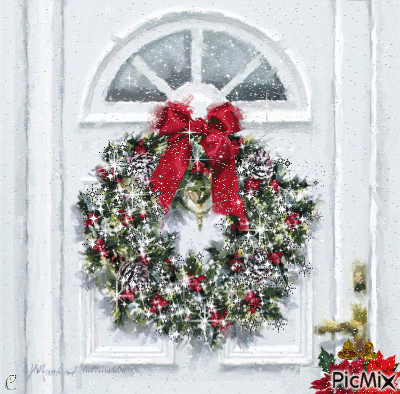 Christmas Door - GIF animado gratis