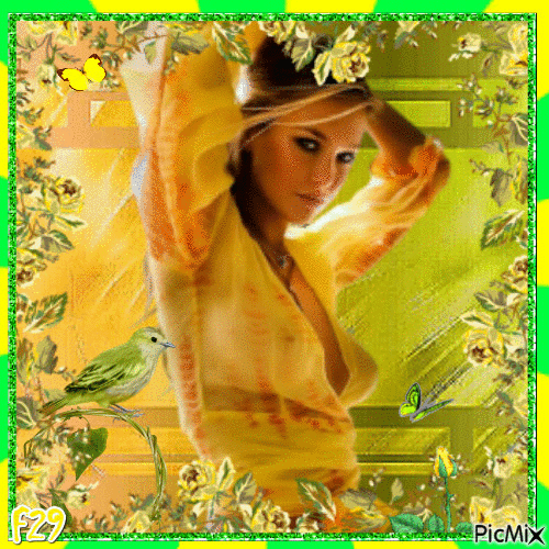 Portrait jaune et vert - GIF animé gratuit