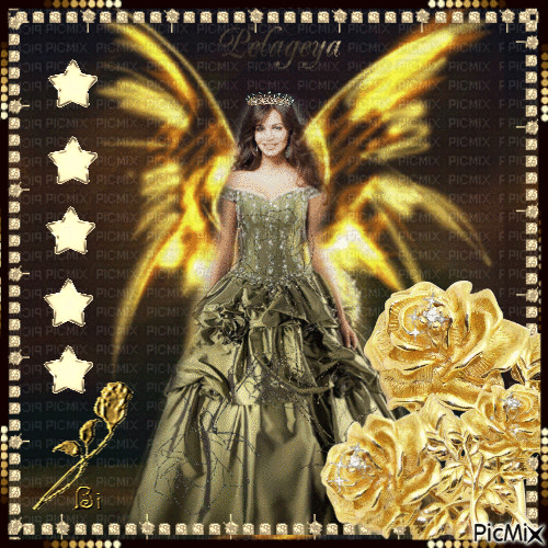 ange avec des ailes de couleur or - Gratis animeret GIF
