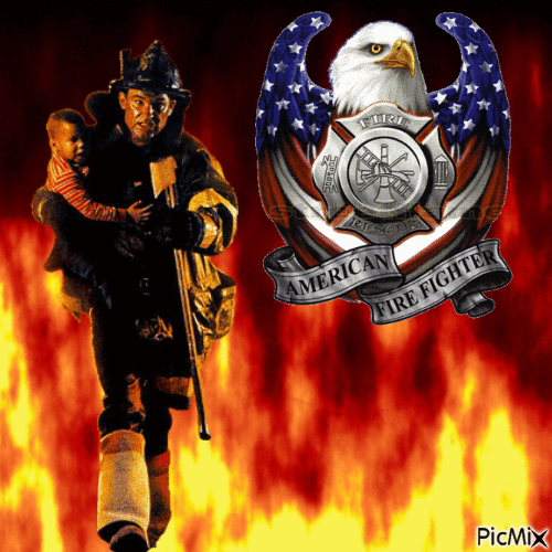 American firefighter - Бесплатный анимированный гифка