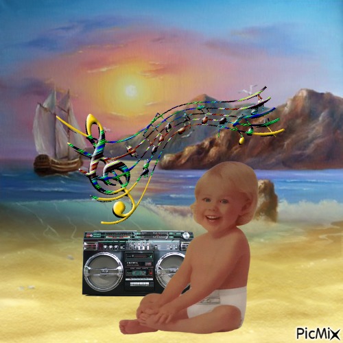 Baby and radio - 免费PNG