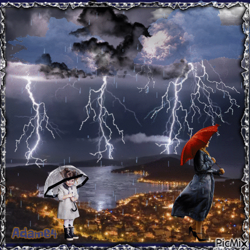 lightning over the city-foudre sur la ville - Δωρεάν κινούμενο GIF