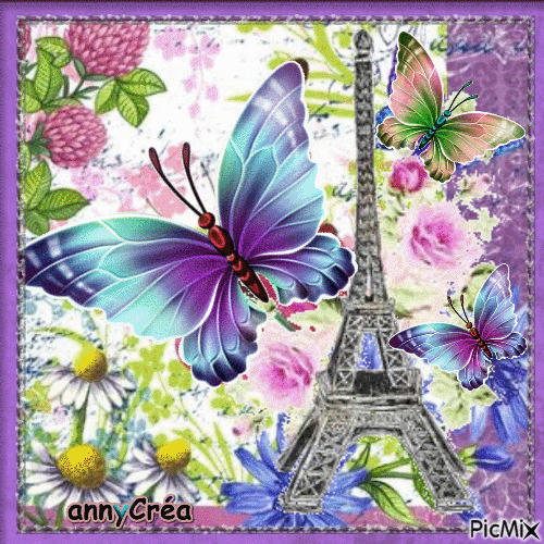 Paris et les papillons - GIF animé gratuit