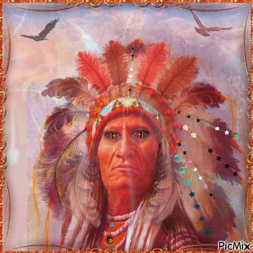 Famous Indian chief. - Бесплатный анимированный гифка