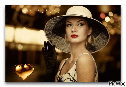 Женщина в шляпе - Gratis animeret GIF