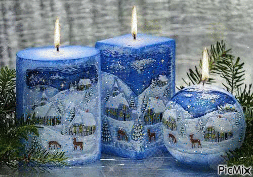 Blue Christmas Candles - Ingyenes animált GIF
