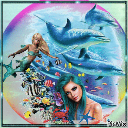 Dolphins  Sirene - GIF animé gratuit