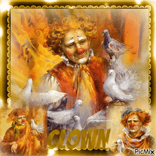Clownporträt - Orangetöne - Bezmaksas animēts GIF
