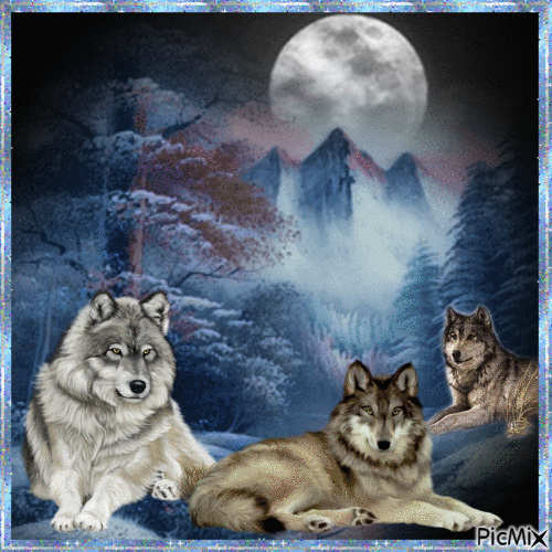 Lune et loups. - GIF animado grátis