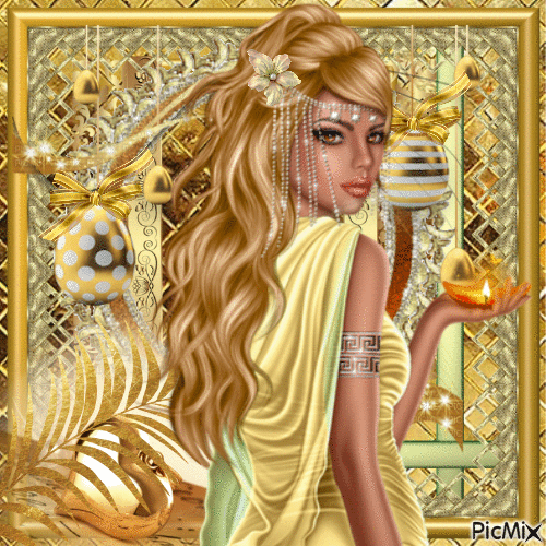 Fantastic Woman In Gold - 免费动画 GIF