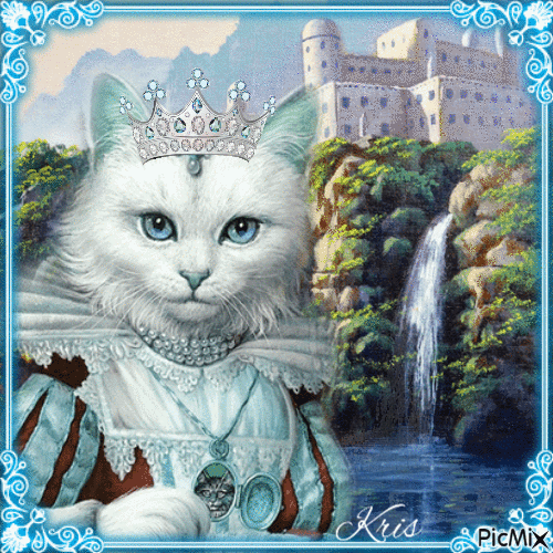 Reine-chat et son château 👑🏰 - Gratis animerad GIF