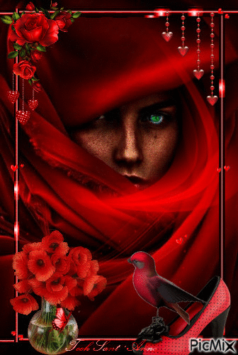 Portrait en rouge et noir - Ingyenes animált GIF